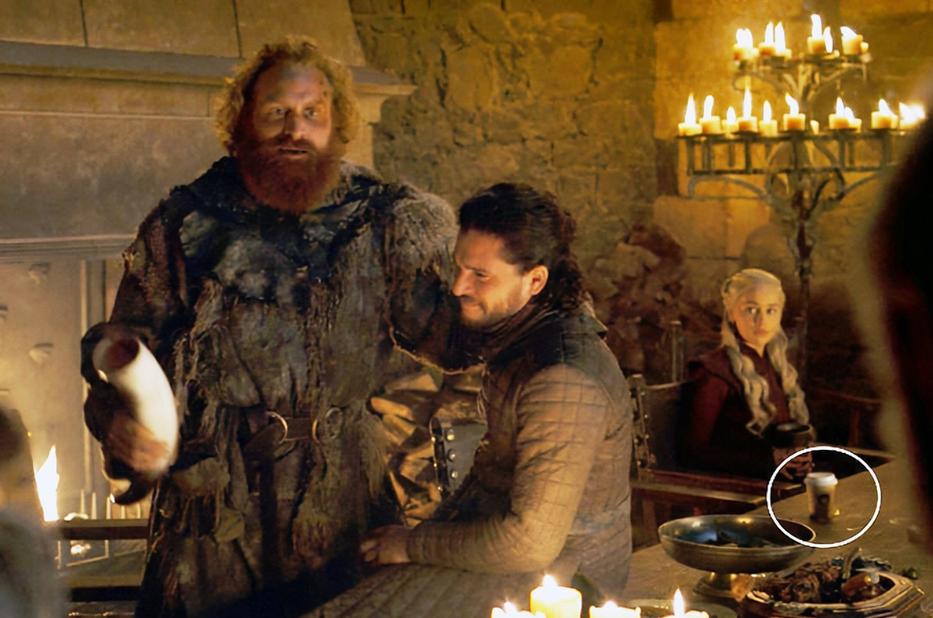 coffee cup mistakenly left on set